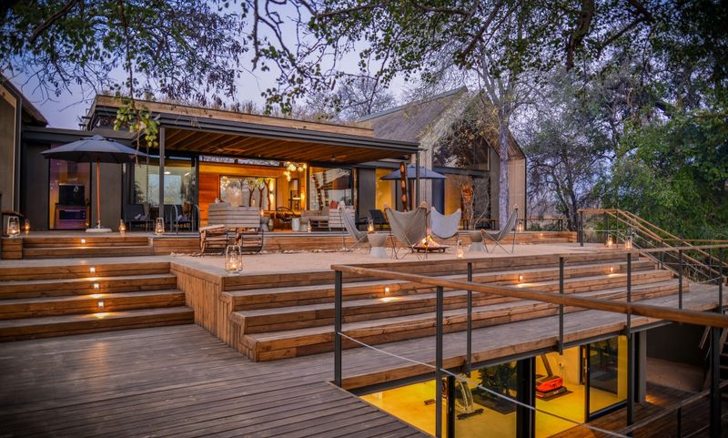 Vast and extravagant outdoor deck area of Lion Sands Fish Eagle Villa