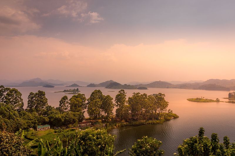 Lake Mutanda at sunset is the perfect setting to tune into your blue mind