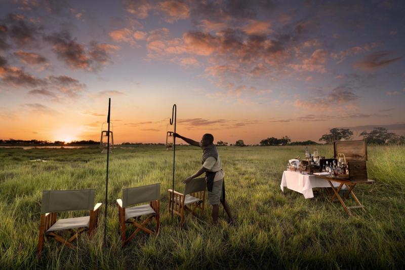 Sundowners at Atzaró Okavango Camp