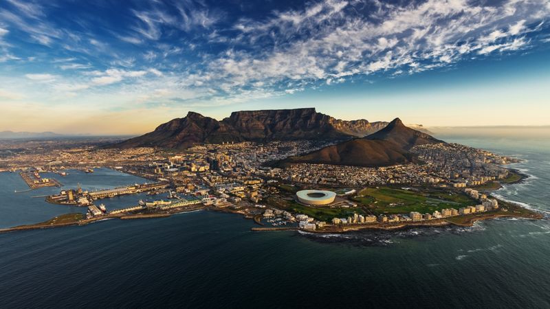 Cape Town seen on a scenic helicopter flight over the city