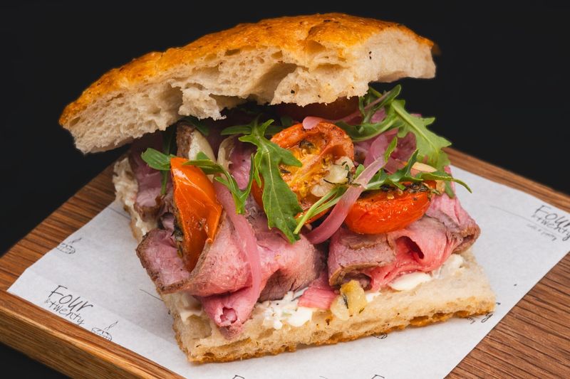 A ciabatta sandwich breakfast