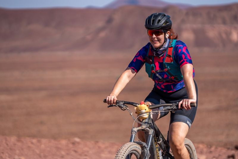 Michelle riding her e-bike