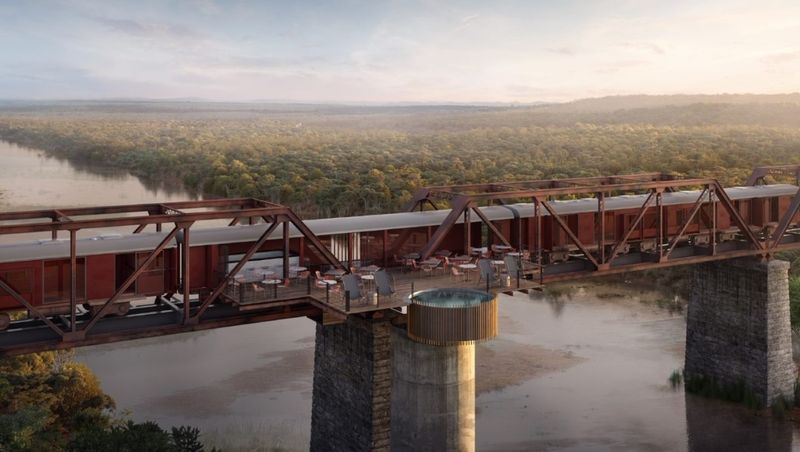 Kruger Shalati permanently stationed on the historically rich Selati Bridge, above the scenic Sabie River