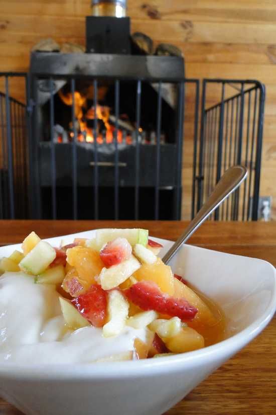 Breakfast by the fire