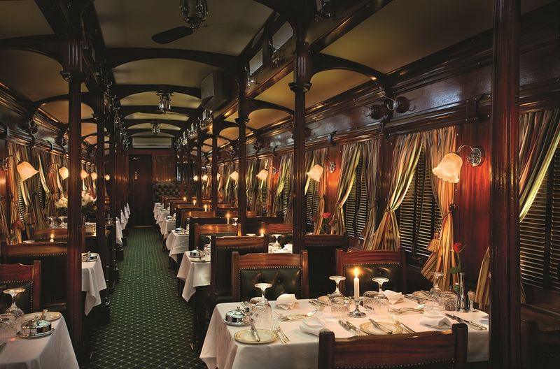 Dinner service at Rovos Rail