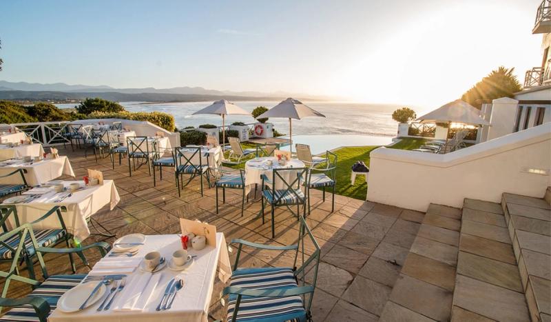The outside terrace is perfect to bask in the sun during breakfast at The Plettenberg Bay Hotel