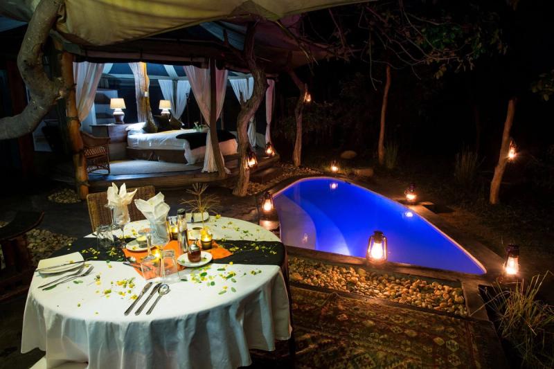 A romantic private dinner in Zambia