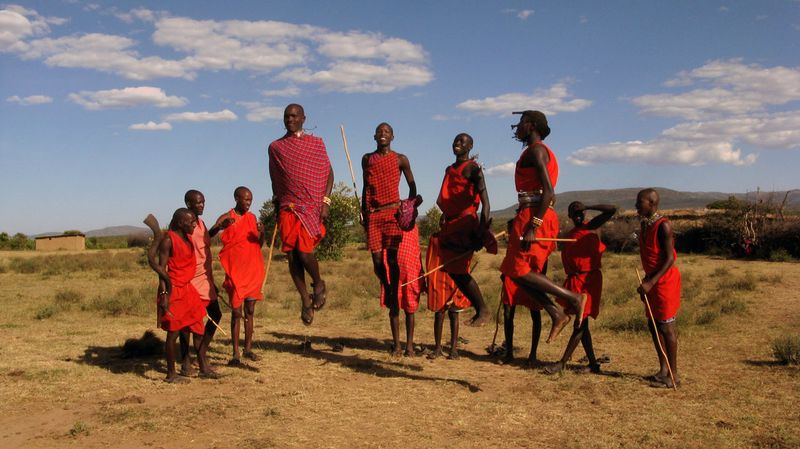 Maasai Mara warriors jumping