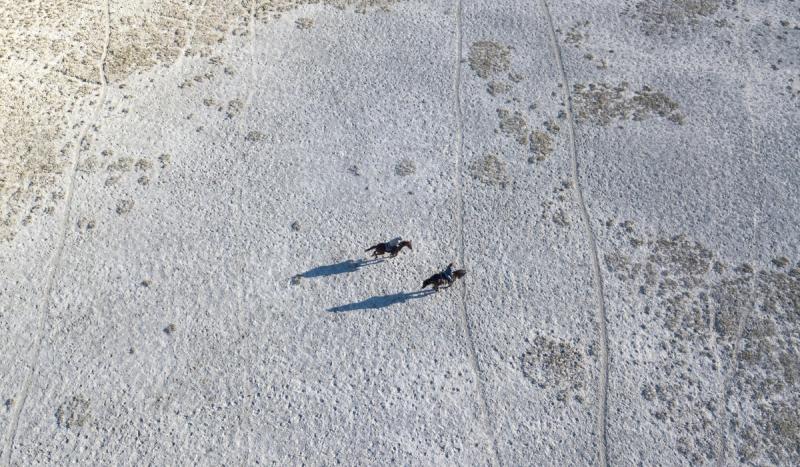 Two riders cross the vast, pale surface of the Makgadikgadi Pans, a stark reminder of where to go in 2026.
