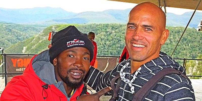 Kelly Slater antes de saltar de bungee jump na África do Sul