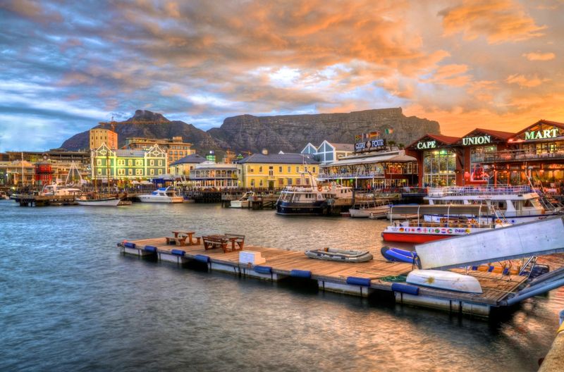 Table Mountain and the V&A Waterfront in Cape Town