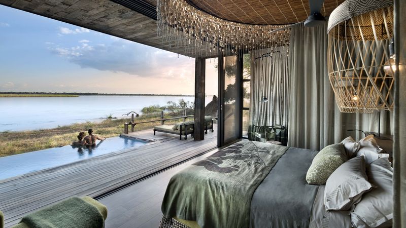View from suite and pool at Lolobezi in Zambia