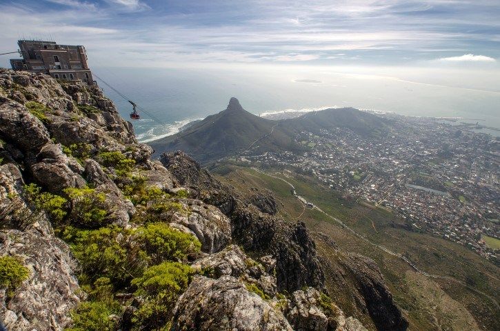 A view of Lion's Head and the City of Cape Town from Table Mountain