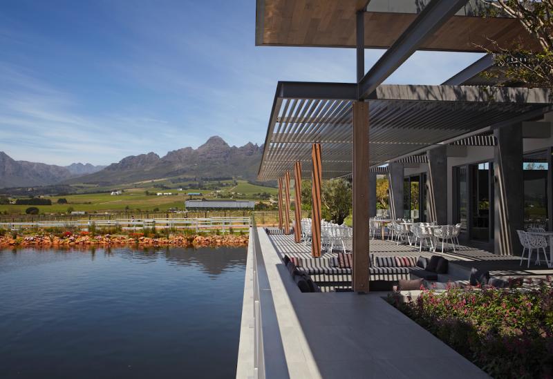 Dining on the terrace overlooking the water at Cavalli