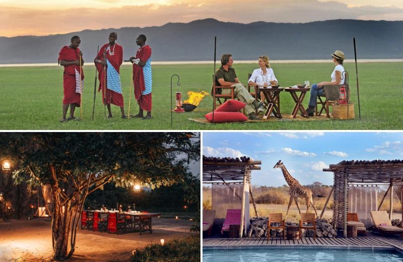 Guests share a sundowner with Maasai hosts on open plains, dine under lantern-lit trees, and relax poolside as a giraffe wanders past, capturing the cultural depth and immersion of Luxury safari lodges in Tanzania.