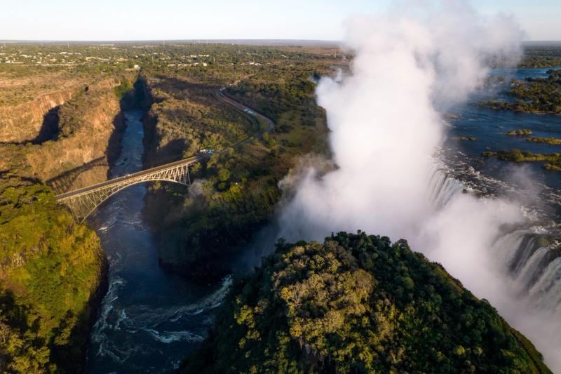 Helicopter flight over Victoria Falls 