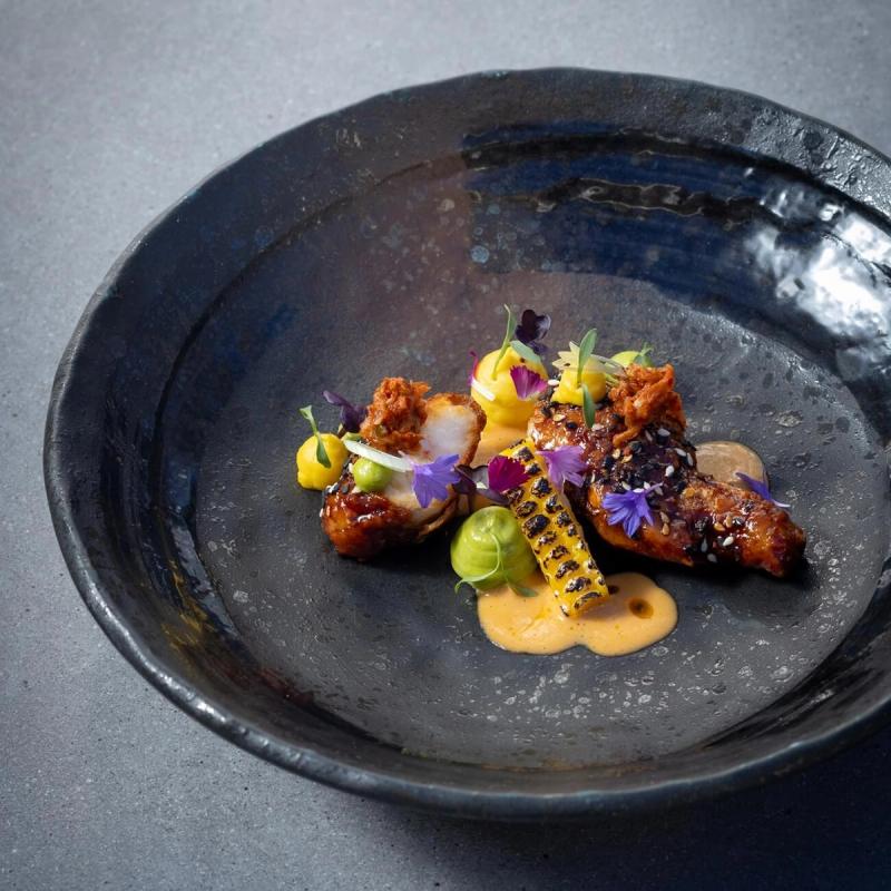 A plate of informal yet gourmet-style food