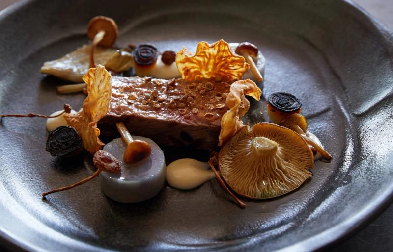 A beautiful plate of gourmet food at Stefan's