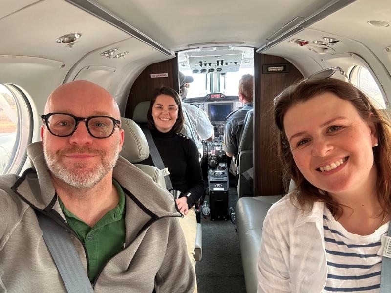 Jan Suhr and Rhino Africa colleagues travelling by light aircraft en route to Zimbabwe.