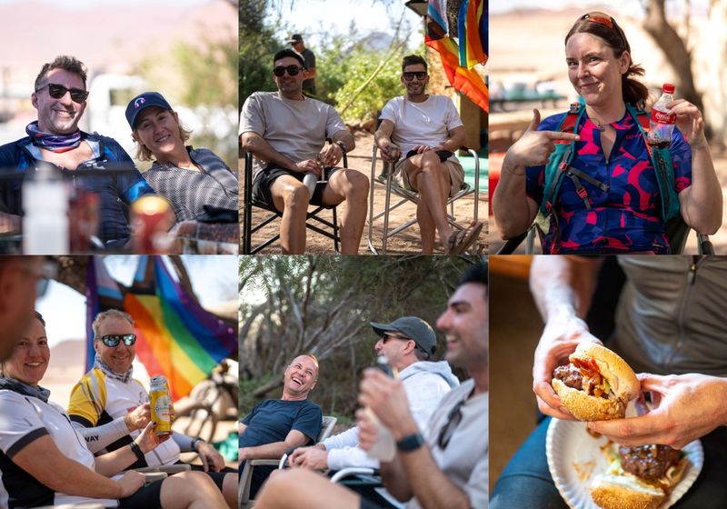 Collage of riders enjoying themselves at camp