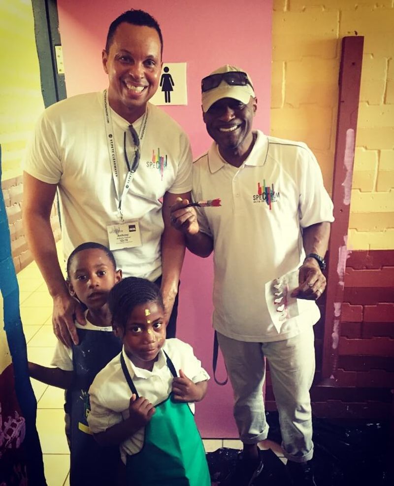 IGLTA volunteers painting with kids