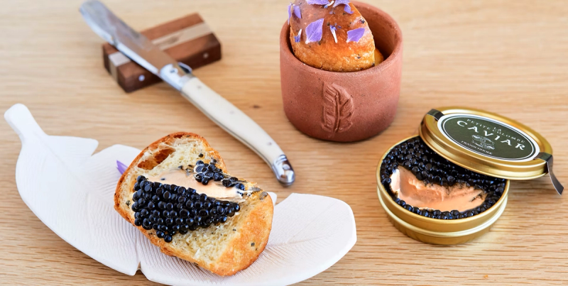 Fresh bread and caviar at La Petite Colombe