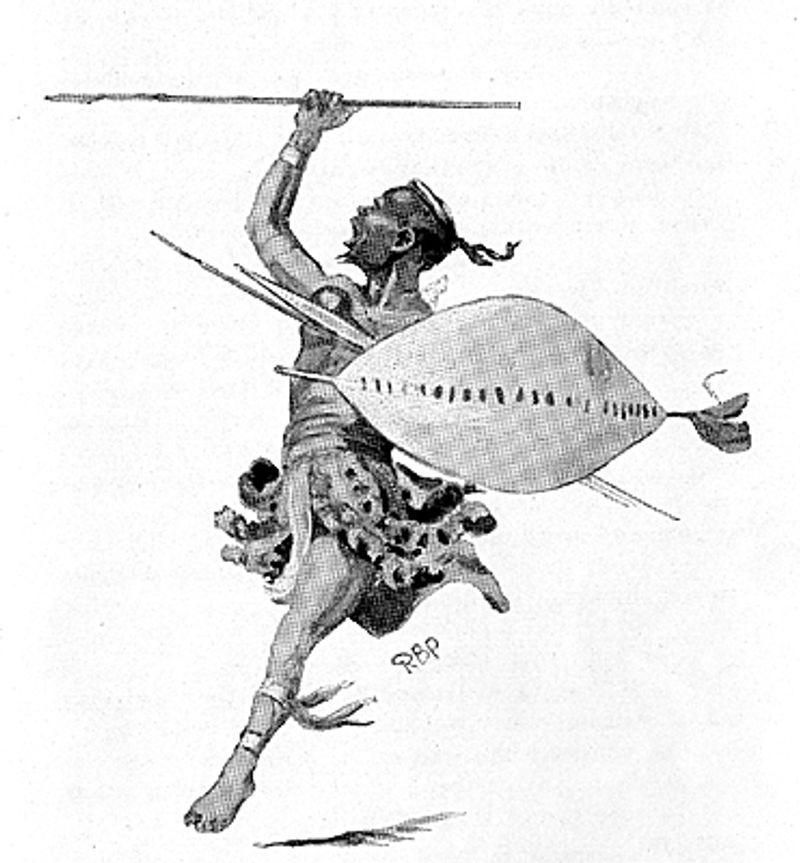 A drawing of a Zulu Warrior, Shaka