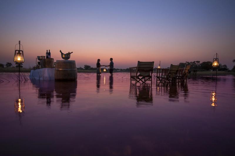 Romantic sunset in Okavango Delta Botswana
