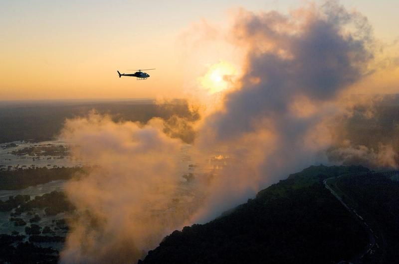 Helicopter flip Victoria Falls view