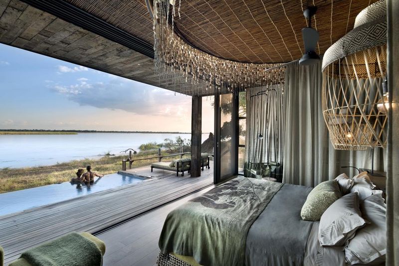 Sustainable safari lodge with a view at African Bush Camps Lolobezi