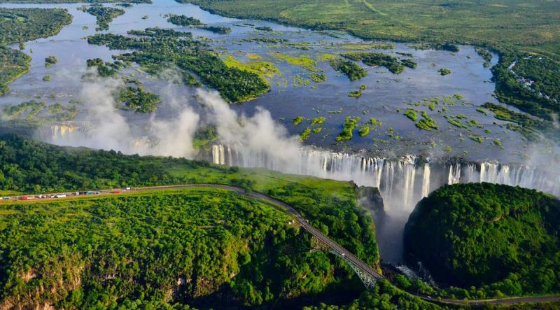 Arial view of Victoria Falls, Zimbabwe