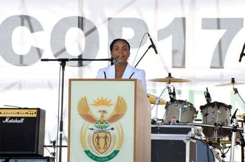 Minister of International Relations and Cooperation Ms Maite Nkoana-Mashabane delivering her speech at the 50 Days countdown concert 