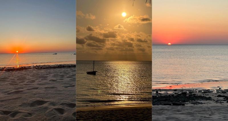 Beach scenes at sunset