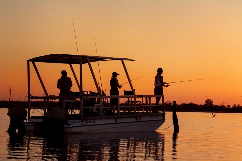 Catch and release fishing at sunset