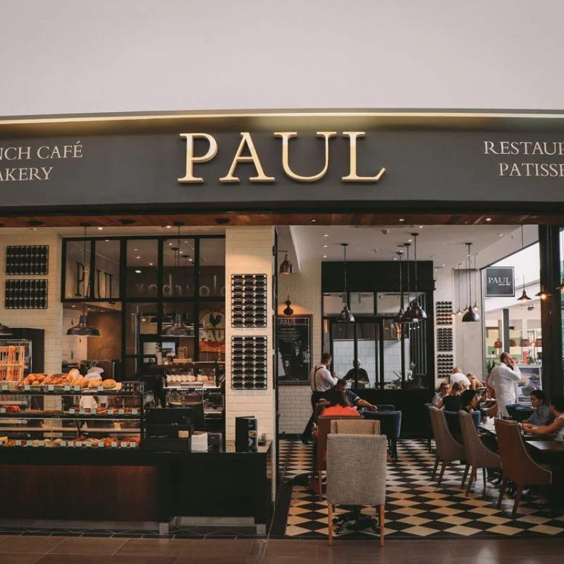 The PAUL restaurant shopfront and interior