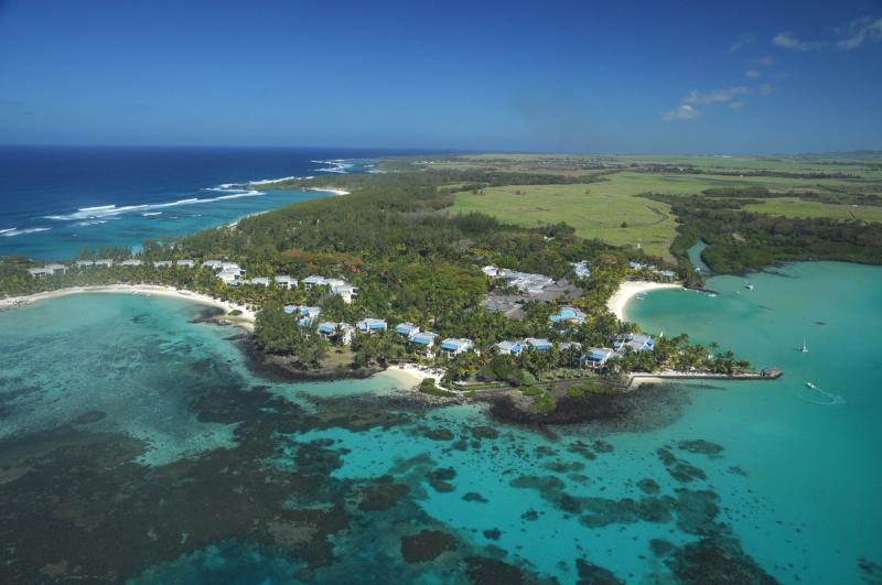 Aerial view of Shandrani Beachcomber Resort & Spa in Mauritius