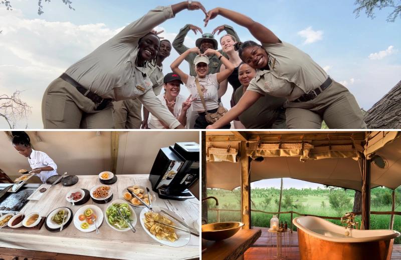 A collage of images from Somalisa Camp on a Zimbabwe safari