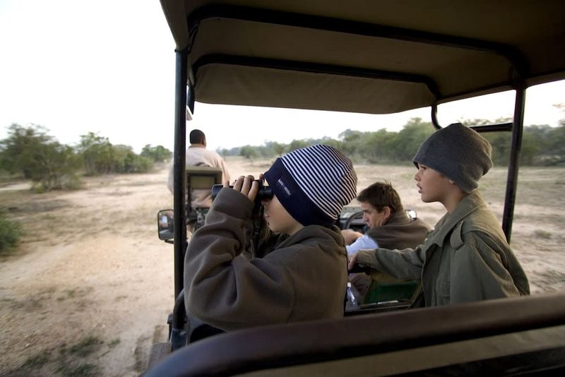 Mit Kindern in Afrika: Kinder beobachten Afrikas Tierwelt auf einer Pirschfahrt