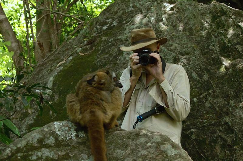 Glenn photographing lemur in Madagascar