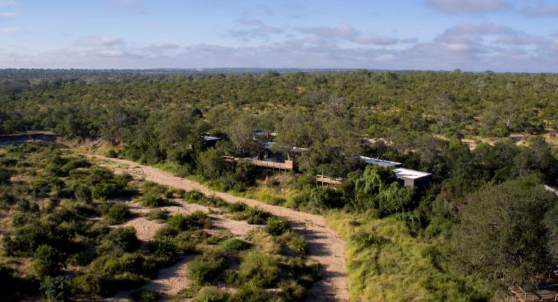 An aerial view of Silvan Safari, surrounded by the wilderness of the Sabi Sand Nature Reserve in the Greater Kruger.