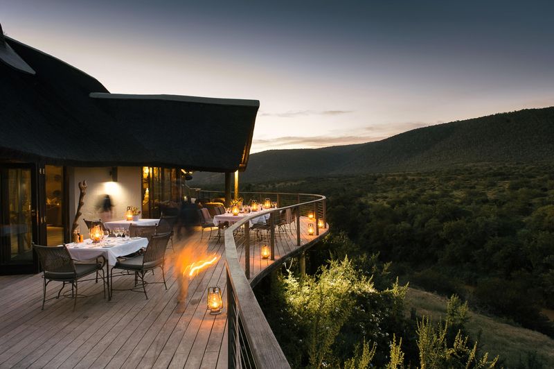 Outdoor area of the Great Fish River Lodge in the Kwandwe Private Game Reserve.