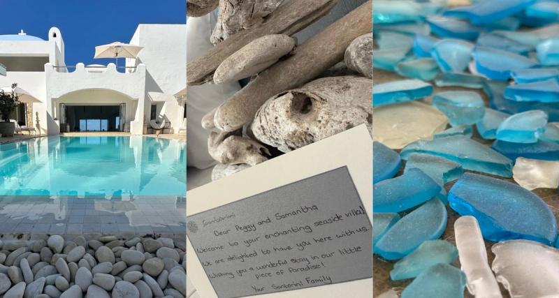 Photo collage of Sam's stay at Santorini