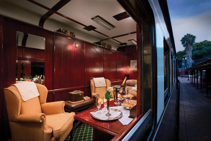 Luxurious interiors of the Rovos Rail Deluxe Suite