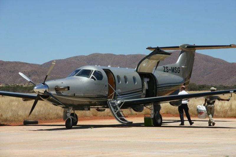 Arriving in Tswalu Kalahari in private jet, Niki Duncan 2010