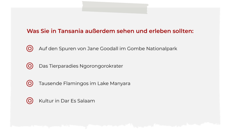 Was Sie in Tansania ausserdem sehen und erleben sollten