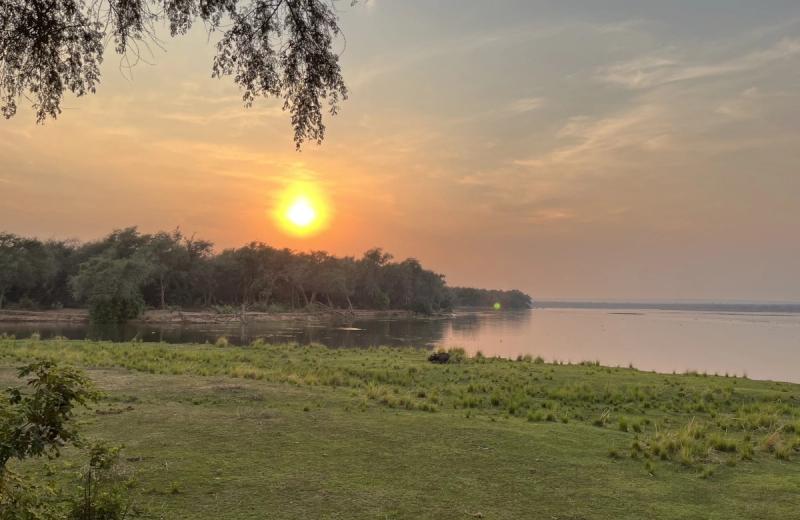 Sunset over the Zambezi River in Zambia during a Lower Zambezi safari