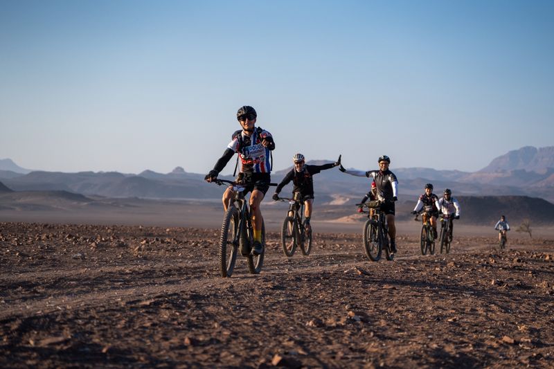 Riders cycling in good spirits