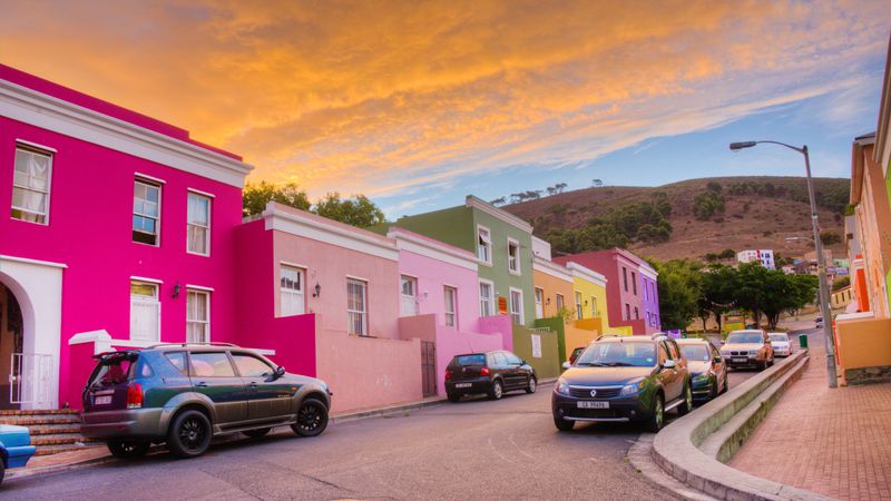 Maisons colorées de Bo Kaap en fin de journée