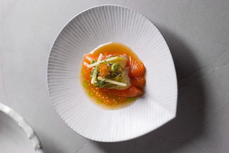 A plate of fish styled artfully