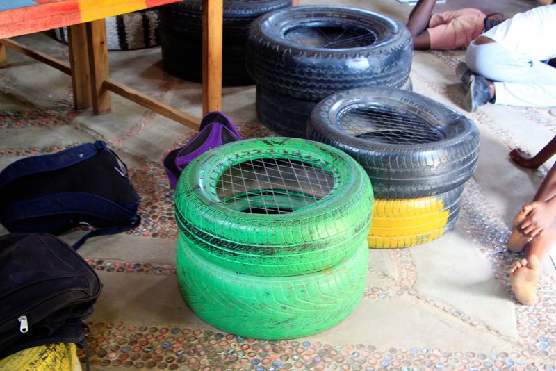 Recycled seating at Nourish Library
